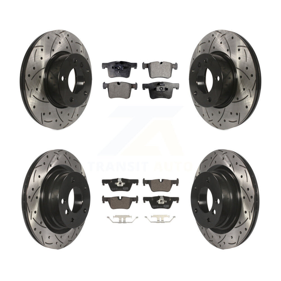 Front Rear Coated Drilled Slotted Disc Brake Rotors And Ceramic Pads Kit For BMW 328i 320i 428i 228i 230i 328d xDrive KDT-100349