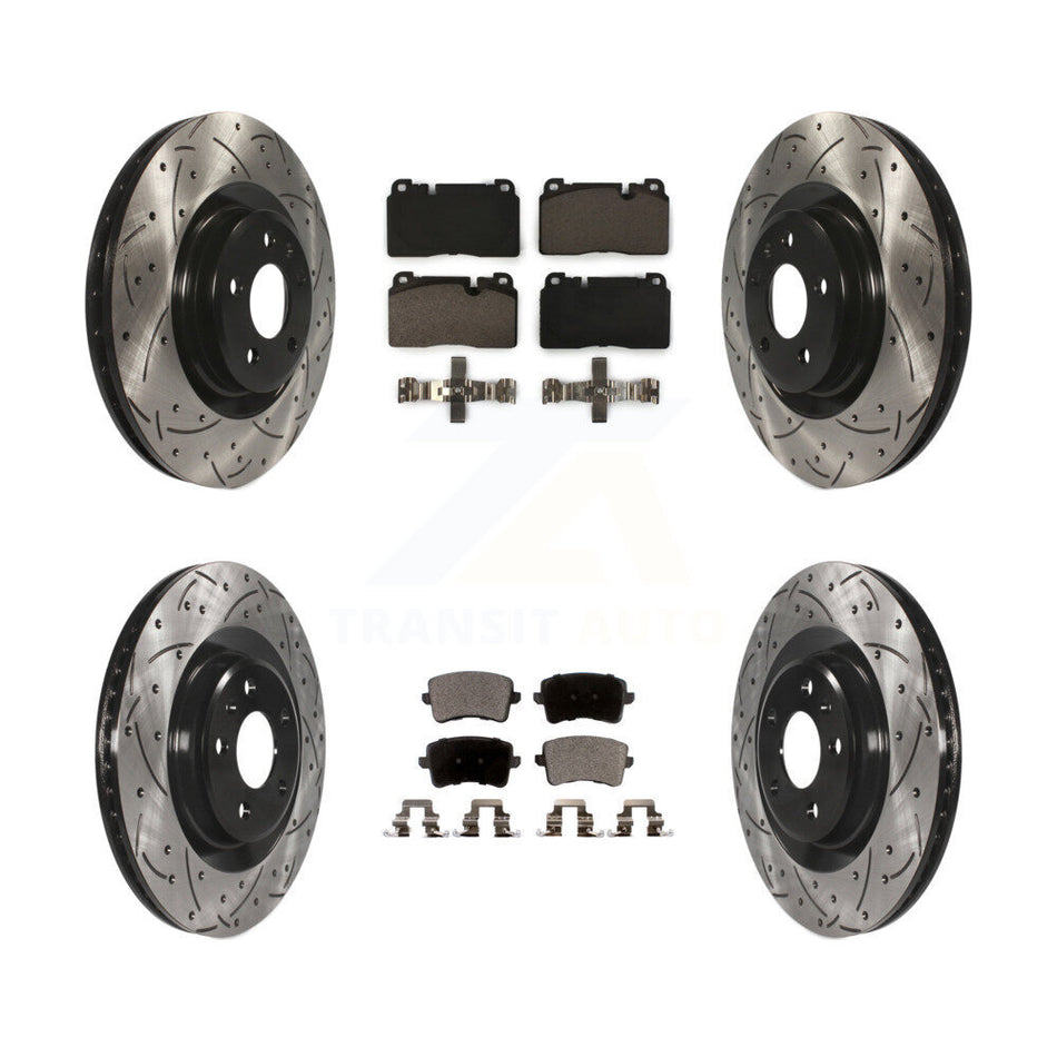 Front Rear Coated Drilled Slotted Disc Brake Rotors And Ceramic Pads Kit For Audi Q5 KDT-100361