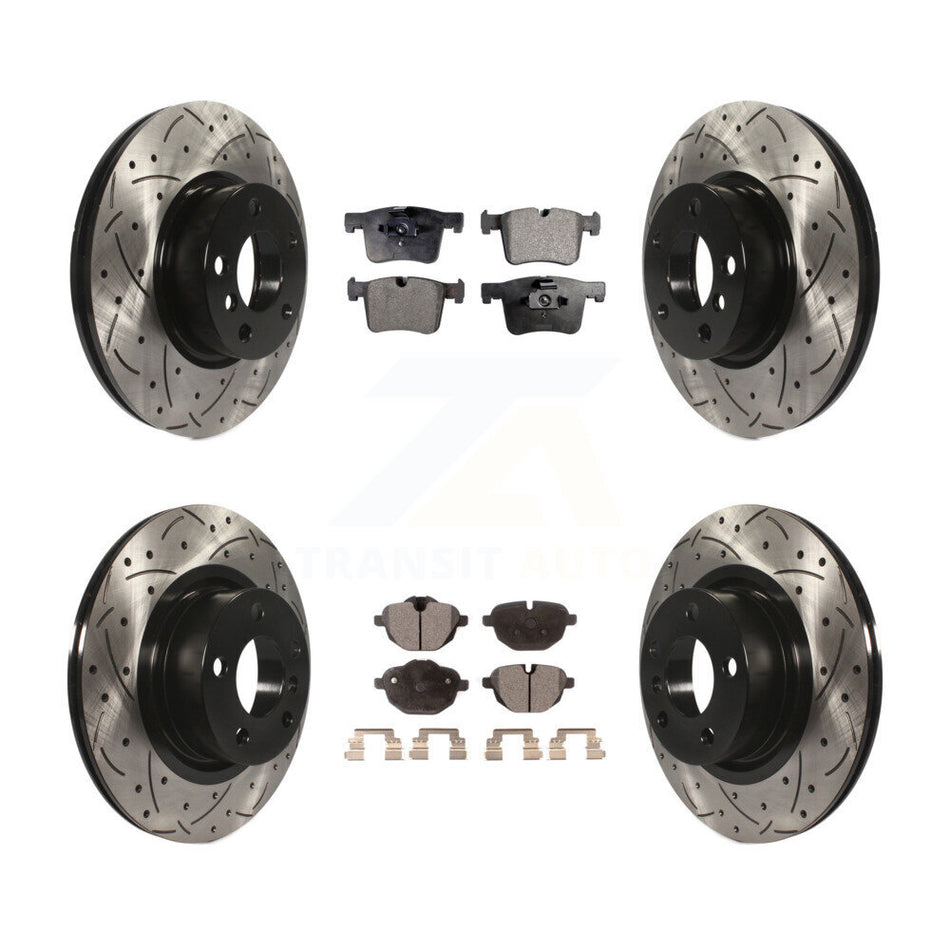 Front Rear Coated Drilled Slotted Disc Brake Rotors And Ceramic Pads Kit For BMW X3 X4 KDT-100380
