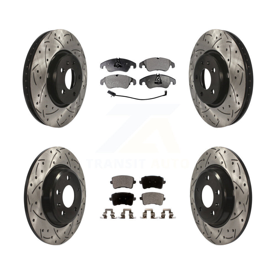 Front Rear Coated Drilled Slotted Disc Brake Rotors And Ceramic Pads Kit For Audi A4 Q5 A5 Quattro allroad KDT-100383