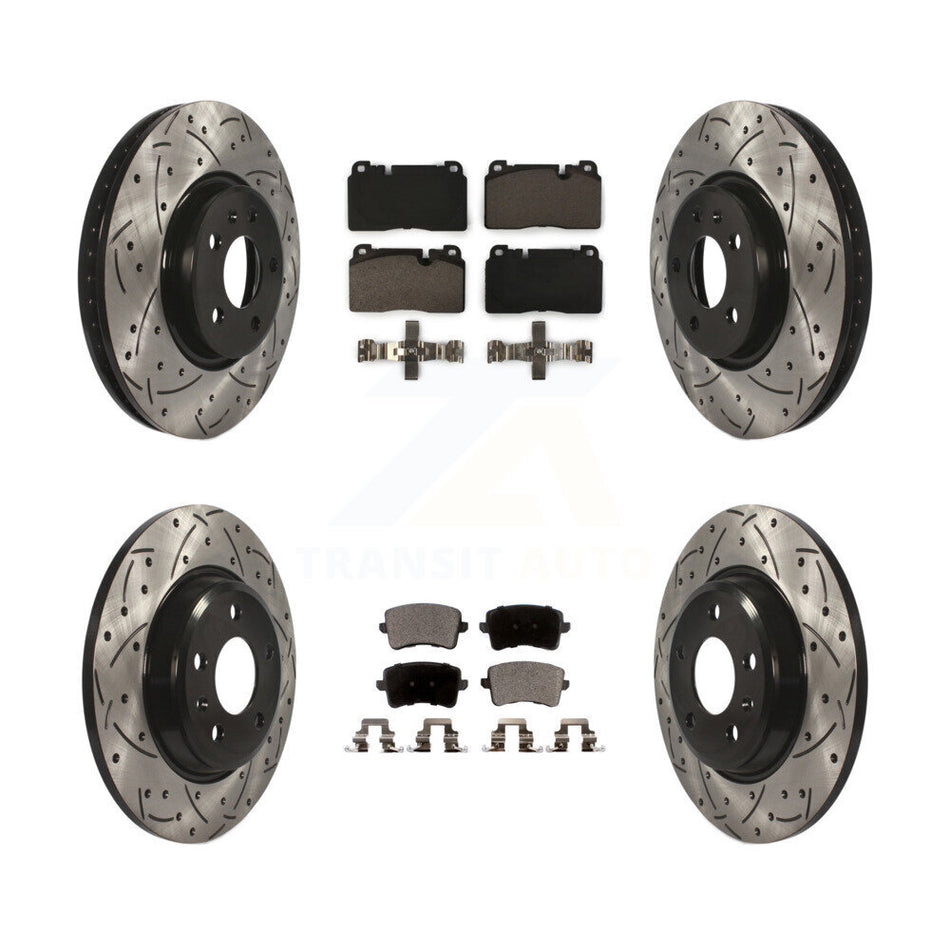 Front Rear Coated Drilled Slotted Disc Brake Rotors And Ceramic Pads Kit For Audi Q5 KDT-100385