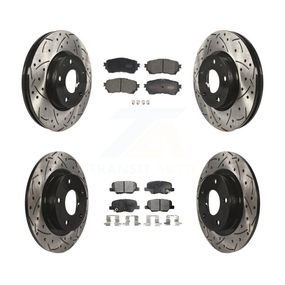 Front Rear Coated Drilled Slotted Disc Brake Rotors And Ceramic Pads Kit For Mazda 6 KDT-100392