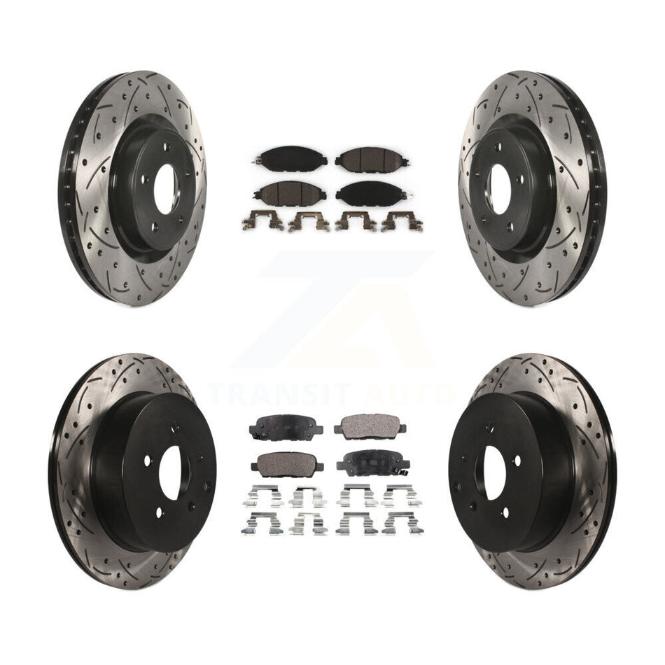 Front Rear Coated Drilled Slotted Disc Brake Rotors And Ceramic Pads Kit For Nissan Pathfinder Murano INFINITI QX60 JX35 KDT-100400