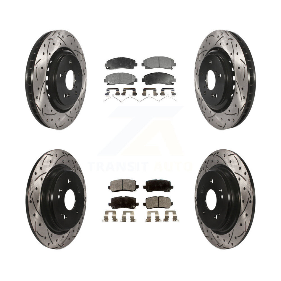 Front Rear Coated Drilled Slotted Disc Brake Rotors And Ceramic Pads Kit For 2015-2020 Acura TLX KDT-100403