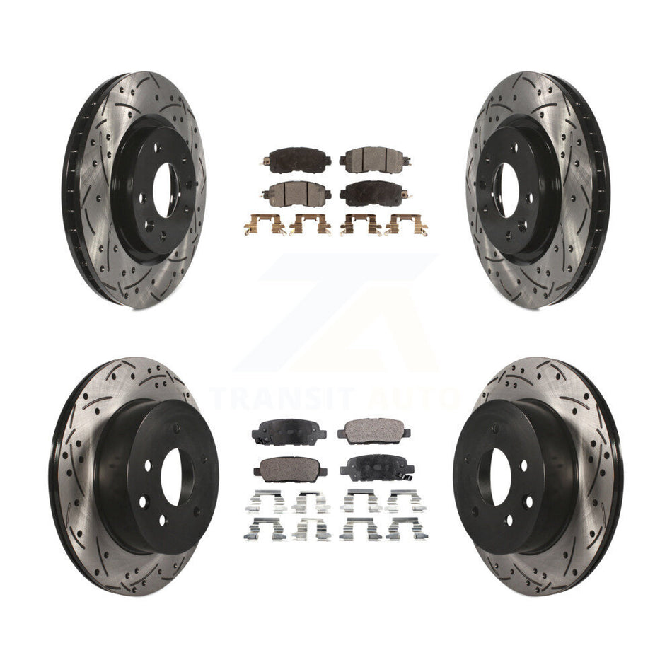 Front Rear Coated Drilled Slotted Disc Brake Rotors And Ceramic Pads Kit For Nissan LEAF KDT-100413