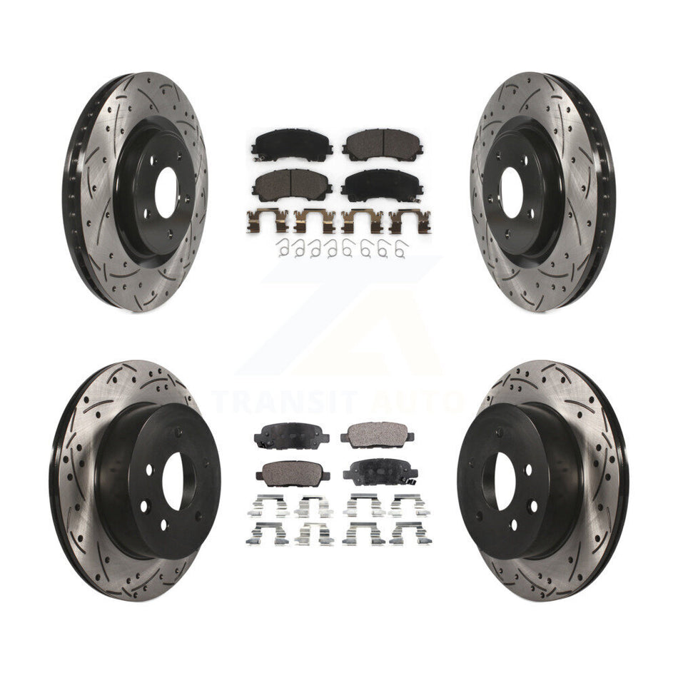 Front Rear Coated Drilled Slotted Disc Brake Rotors And Ceramic Pads Kit For Nissan Rogue KDT-100415