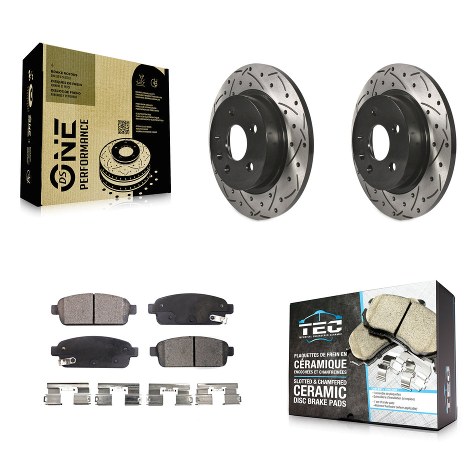 Rear Coated Drilled Slotted Disc Brake Rotors And Ceramic Pads Kit For Chevrolet Cruze Sonic Buick Encore Trax Limited KDT-100437