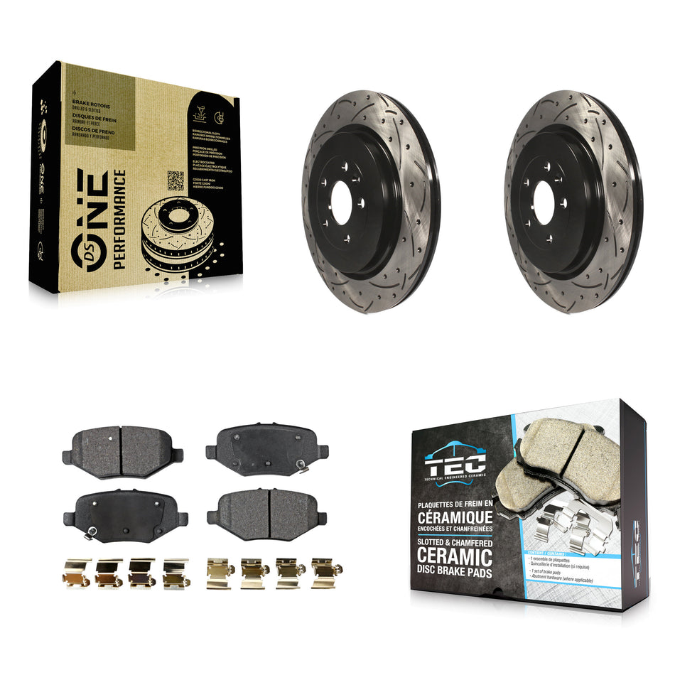 Rear Coated Drilled Slotted Disc Brake Rotors And Ceramic Pads Kit For Ford Explorer Taurus Flex Police Interceptor Sedan Lincoln MKT MKS Special Service KDT-100465