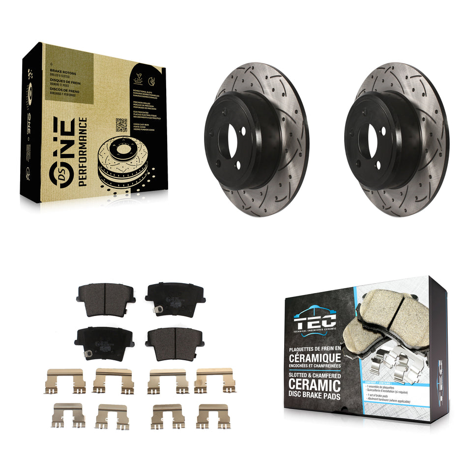Rear Coated Drilled Slotted Disc Brake Rotors And Ceramic Pads Kit For Dodge Charger Chrysler 300 Challenger Magnum Avenger KDT-100473