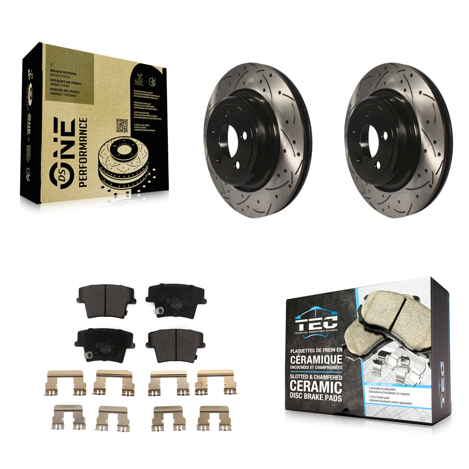 Rear Coated Drilled Slotted Disc Brake Rotors And Ceramic Pads Kit For Dodge Charger Magnum KDT-100475