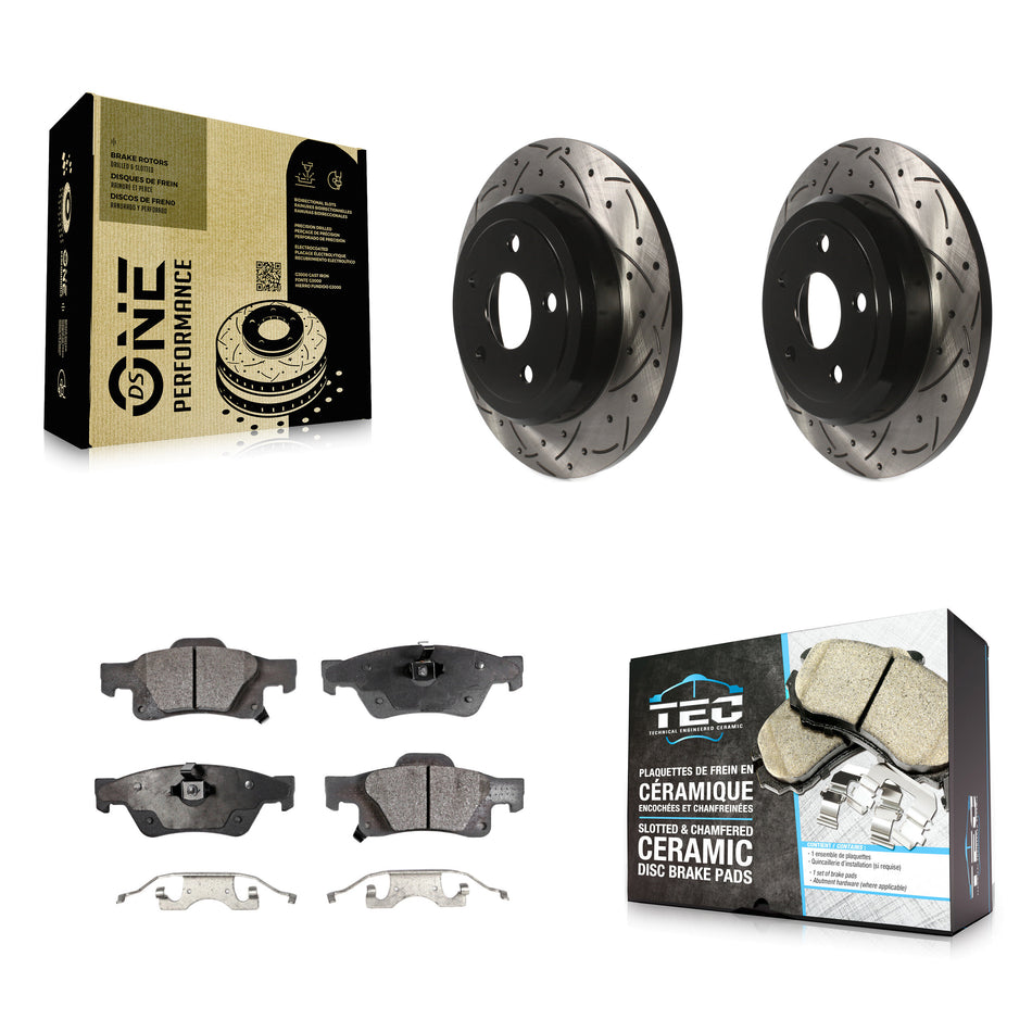 Rear Coated Drilled Slotted Disc Brake Rotors And Ceramic Pads Kit For Jeep Grand Cherokee Dodge Durango KDT-100484