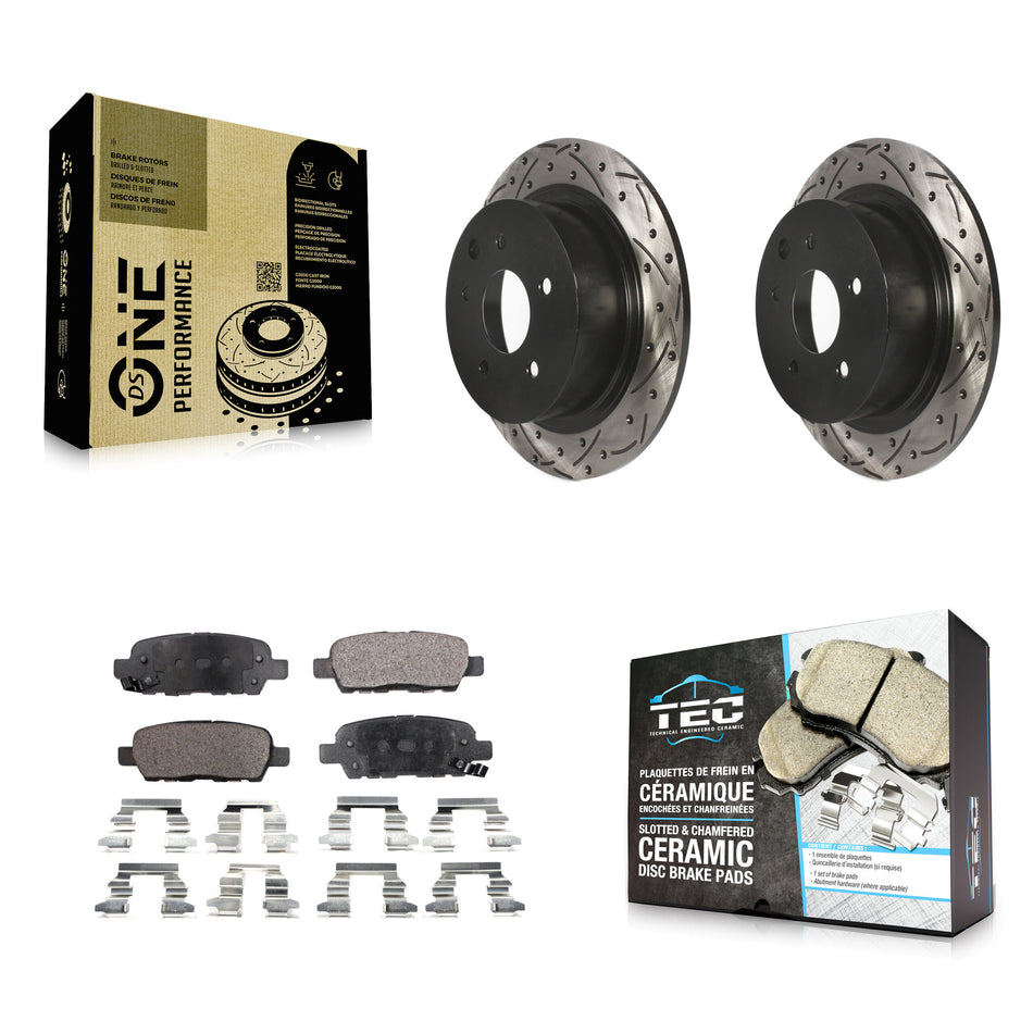 Rear Coated Drilled Slotted Disc Brake Rotors And Ceramic Pads Kit For Nissan Altima Sentra Maxima Juke KDT-100490