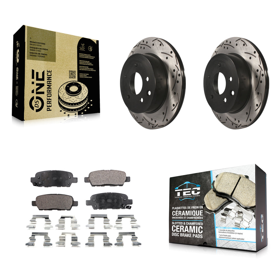 Rear Coated Drilled Slotted Disc Brake Rotors And Ceramic Pads Kit For Nissan Rogue Sport INFINITI G35 Select LEAF Juke 350Z Qashqai X-Trail KDT-100491