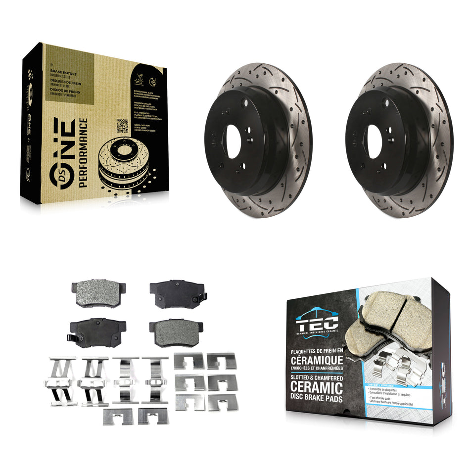 Rear Coated Drilled Slotted Disc Brake Rotors And Ceramic Pads Kit For Acura RDX KDT-100497