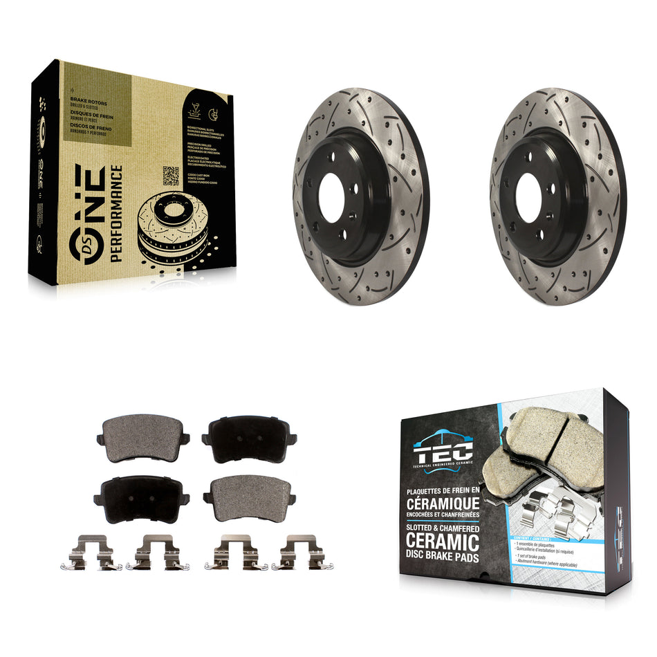 Rear Coated Drilled Slotted Disc Brake Rotors And Ceramic Pads Kit For Audi Q5 A4 Quattro A5 allroad S5 KDT-100520
