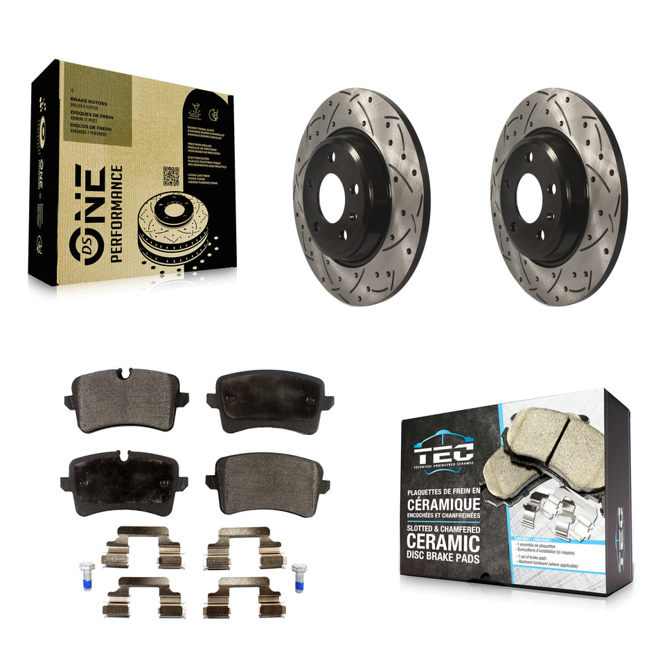 Rear Coated Drilled Slotted Disc Brake Rotors And Ceramic Pads Kit For Audi A7 Quattro A6 KDT-100521