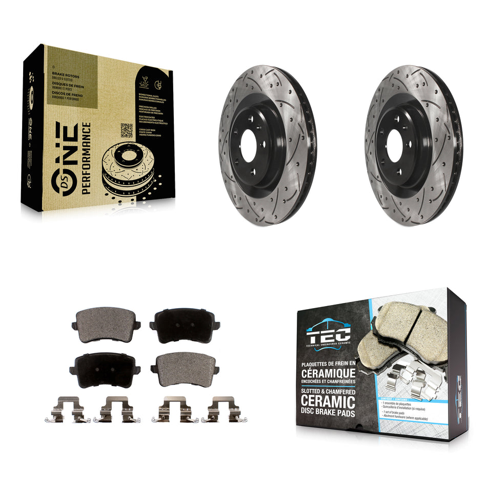 Rear Coated Drilled Slotted Disc Brake Rotors And Ceramic Pads Kit For Audi Q5 A5 SQ5 Quattro S5 A4 KDT-100537