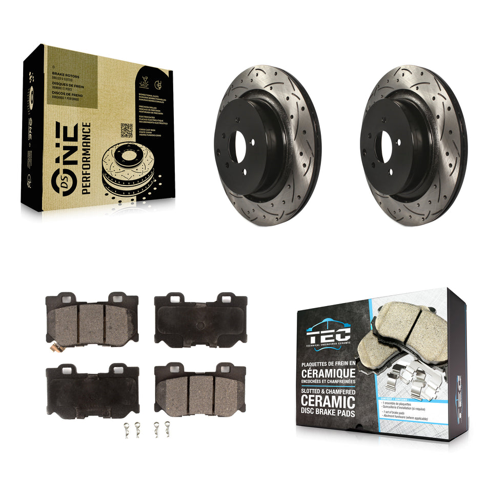 Rear Coated Drilled Slotted Disc Brake Rotors And Ceramic Pads Kit For INFINITI Q50 M37 Q60 Q70 Q70L QX70 M56 FX50 KDT-100542