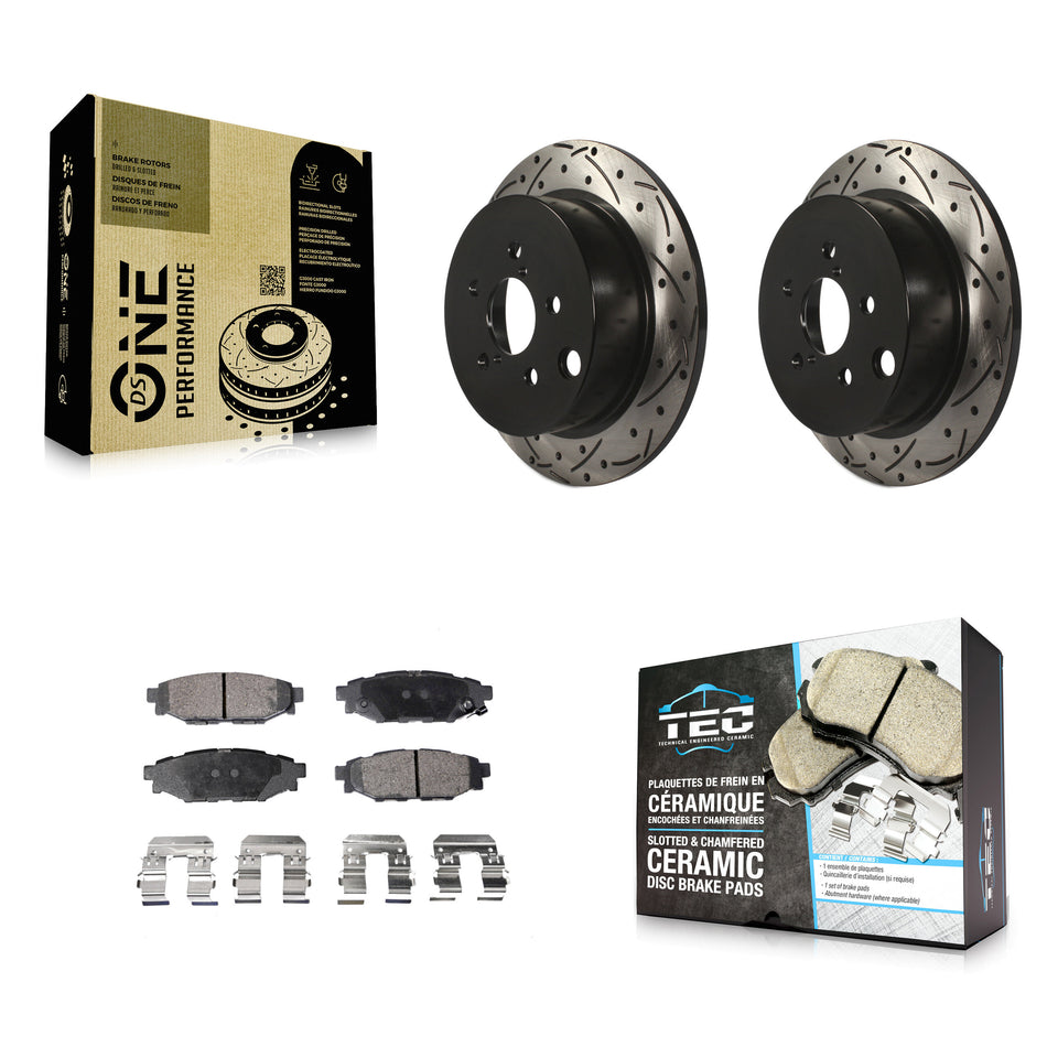 Rear Coated Drilled Slotted Disc Brake Rotors And Ceramic Pads Kit For Subaru Forester Impreza Crosstrek XV KDT-100547