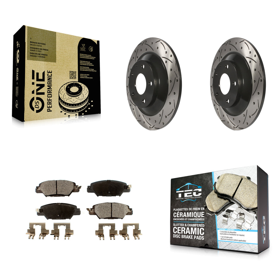Rear Coated Drilled Slotted Disc Brake Rotors And Ceramic Pads Kit For Mazda CX-5 KDT-100550