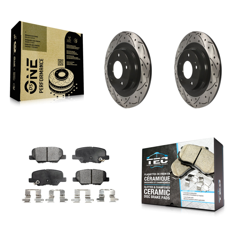 Rear Coated Drilled Slotted Disc Brake Rotors And Ceramic Pads Kit For Mitsubishi Outlander Sport PHEV RVR KDT-100552