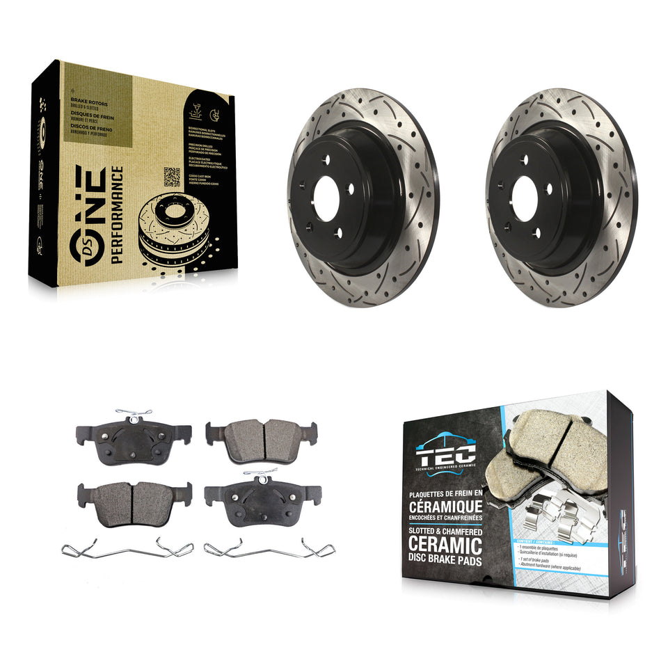 Rear Drill Slot Brake Rotor Ceramic Pad Kit For Ford Edge Fusion Lincoln Nautilus MKX MKZ KDT-100567