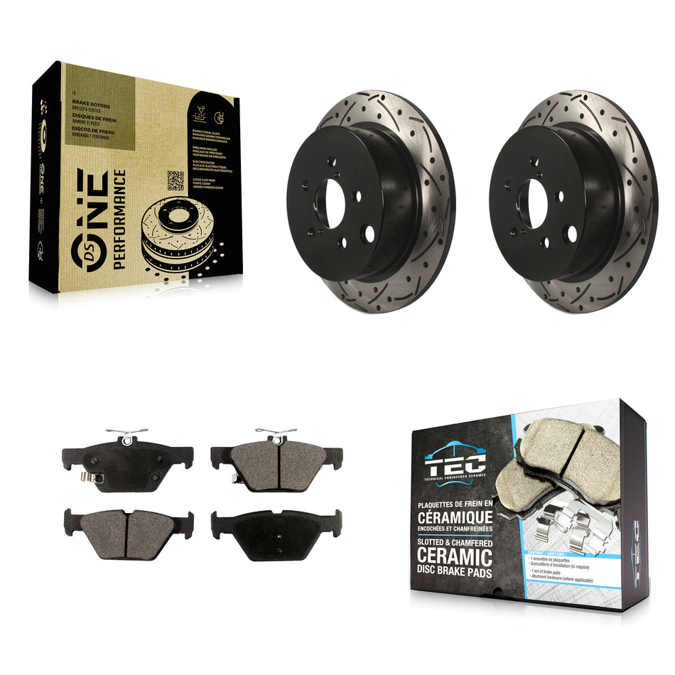 Rear Coated Drilled Slotted Disc Brake Rotors And Ceramic Pads Kit For Subaru Crosstrek KDT-100579