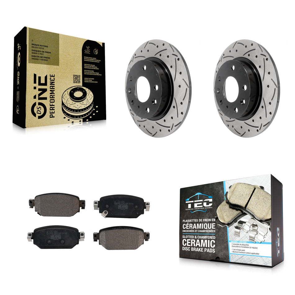 Rear Coated Drilled Slotted Disc Brake Rotors And Ceramic Pads Kit For Mazda 3 CX-3 Sport KDT-100581