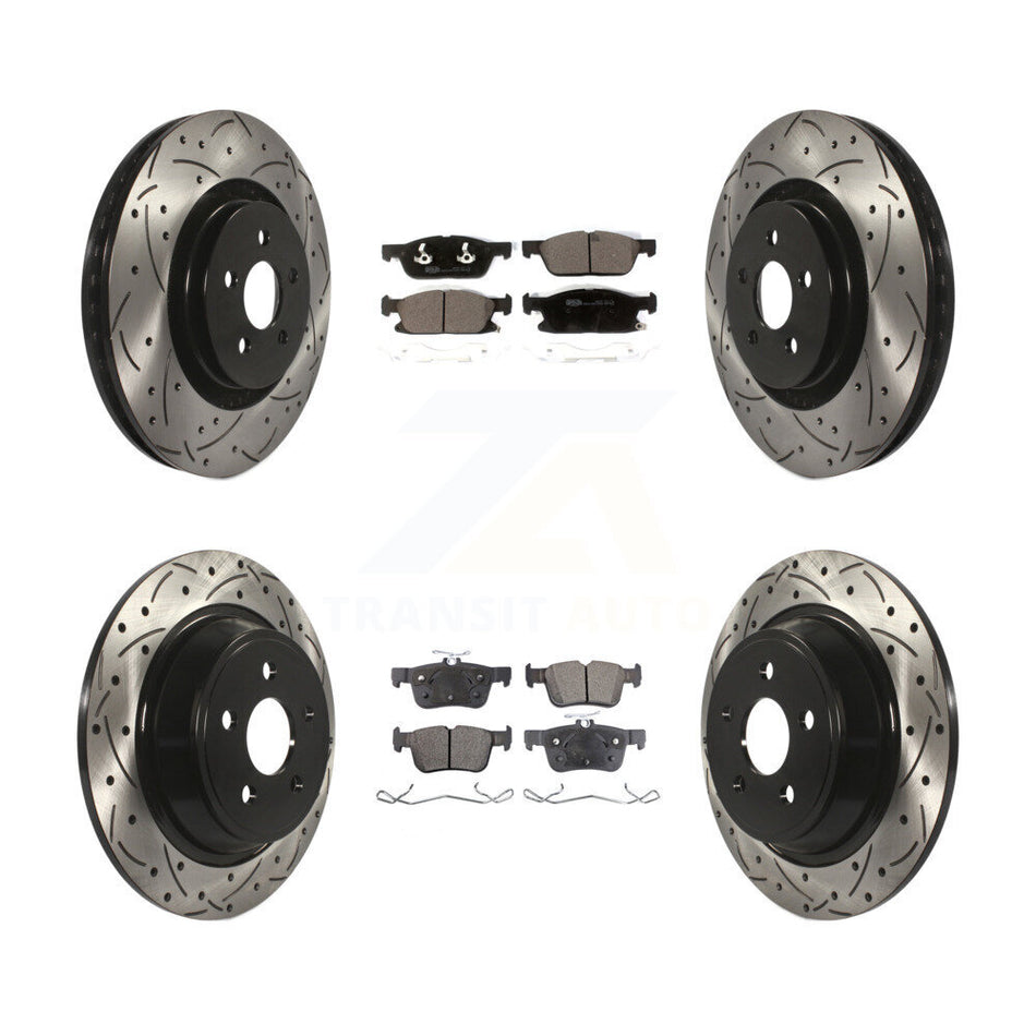 Front Rear Drill Slot Brake Rotor Ceramic Pad Kit For Ford Fusion Lincoln MKZ Continental KDT-100587