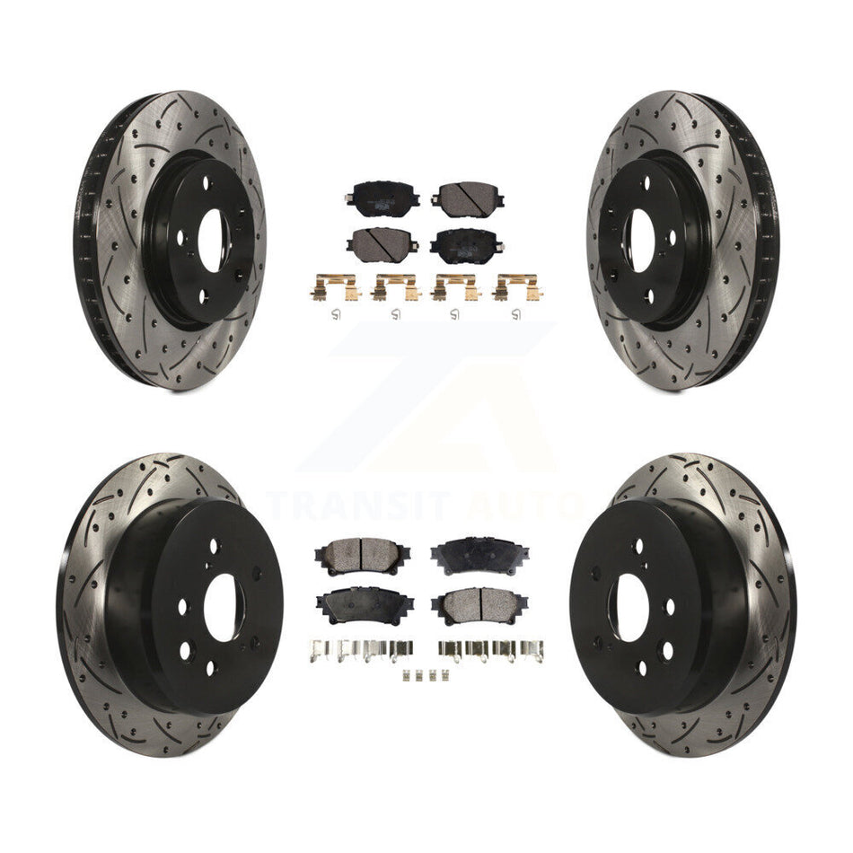 Front Rear Coated Drilled Slotted Disc Brake Rotors And Ceramic Pads Kit For Lexus IS250 KDT-100601
