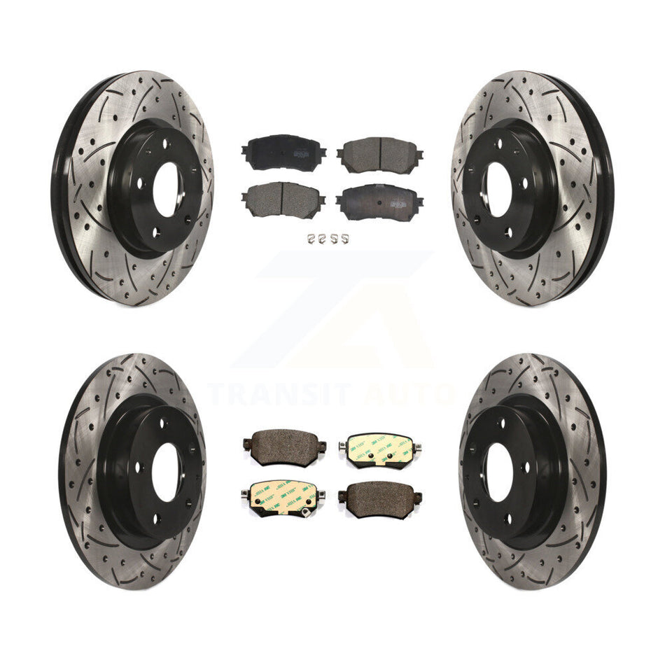 Front Rear Coated Drilled Slotted Disc Brake Rotors And Ceramic Pads Kit For 2016-2018 Mazda 6 KDT-100622