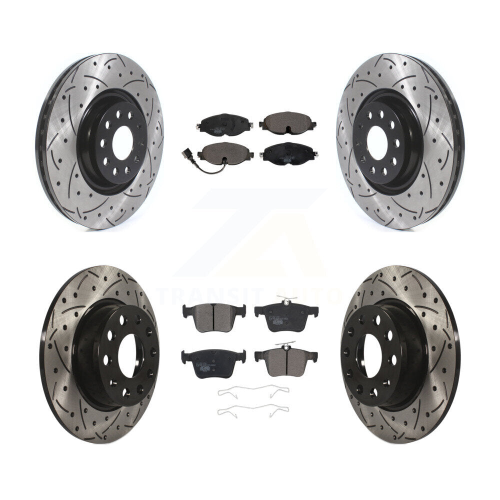 Front Rear Coated Drilled Slotted Disc Brake Rotors And Ceramic Pads Kit For Audi A3 KDT-100682
