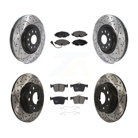 Front Rear Coated Drilled Slotted Disc Brake Rotors And Ceramic Pads Kit For Audi A3 KDT-100682