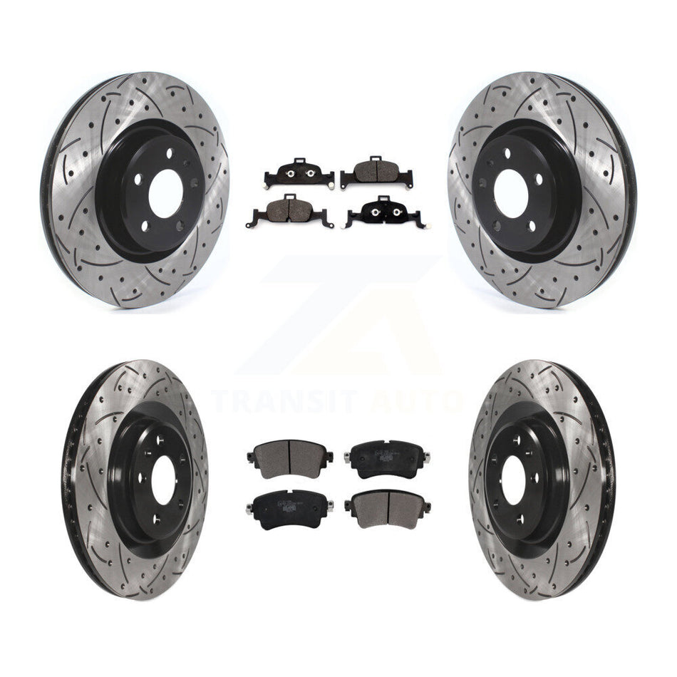 Front Rear Coated Drilled Slotted Disc Brake Rotors And Ceramic Pads Kit For Audi Q5 A5 Quattro A4 A6 Sportback allroad KDT-100692