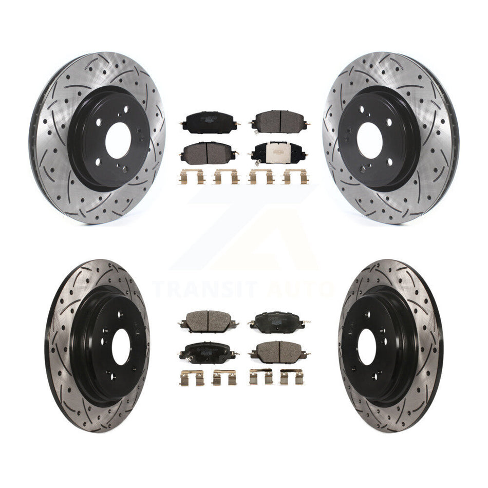 Front Rear Coated Drilled Slotted Disc Brake Rotors And Ceramic Pads Kit For Honda CR-V KDT-100693