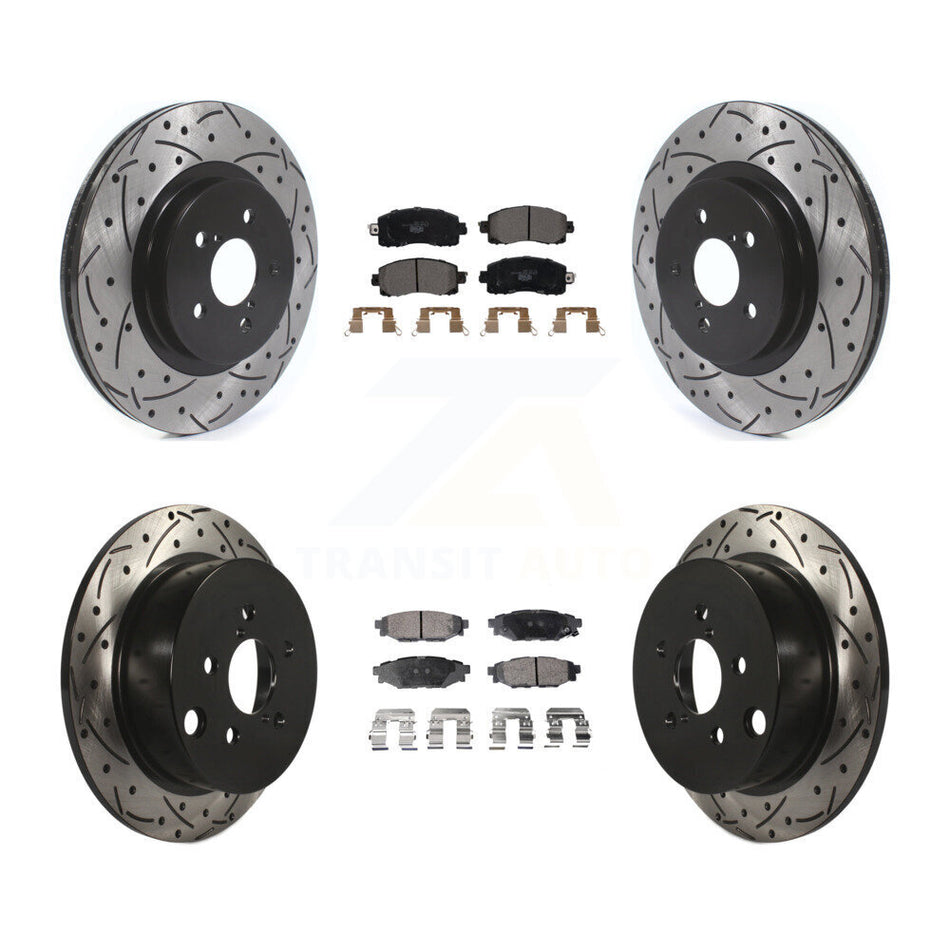 Front Rear Coated Drilled Slotted Disc Brake Rotors And Ceramic Pads Kit For Subaru Crosstrek Impreza KDT-100694