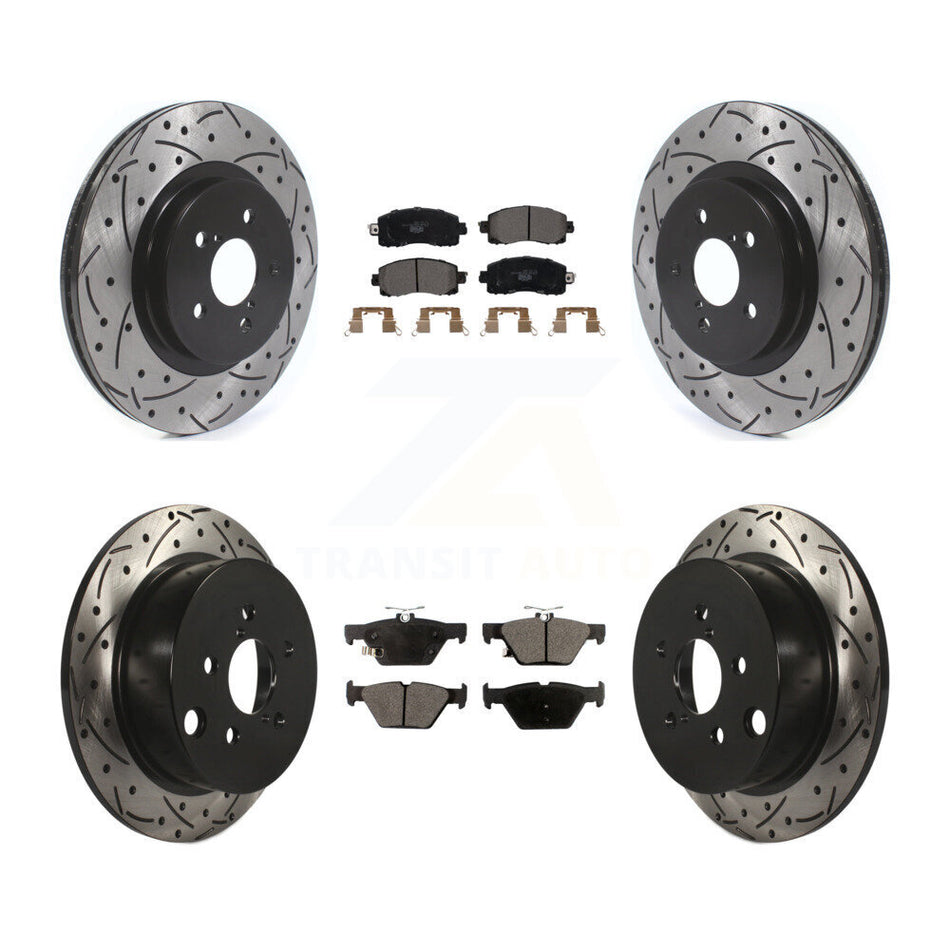 Front Rear Coated Drilled Slotted Disc Brake Rotors And Ceramic Pads Kit For Subaru Crosstrek KDT-100695