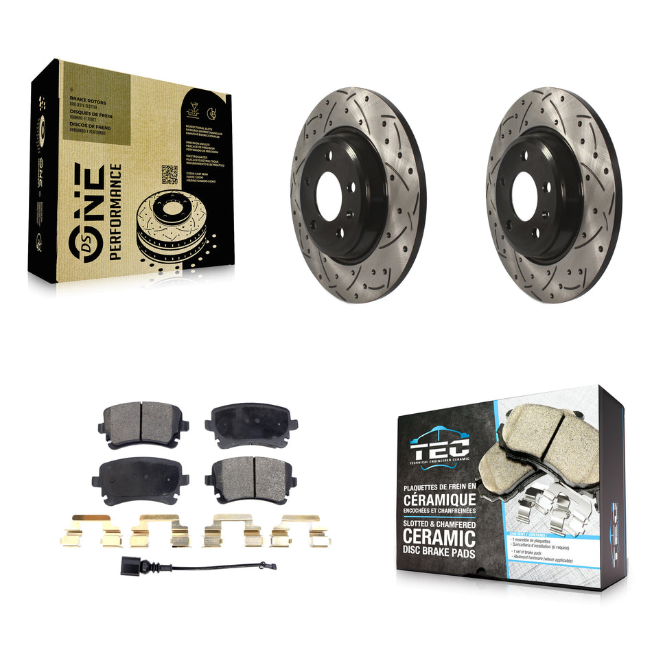 Rear Coated Drilled Slotted Disc Brake Rotors And Ceramic Pads Kit For Audi Q5 A4 allroad KDT-100703