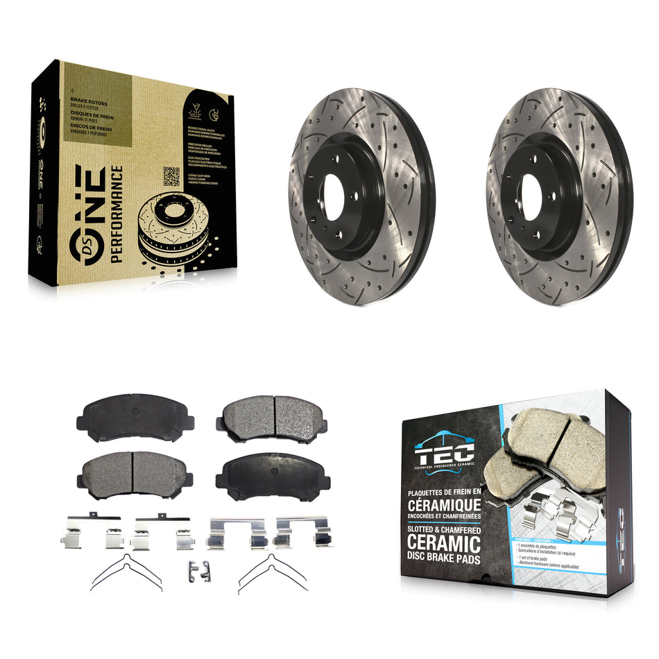 Front Coated Drilled Slotted Disc Brake Rotors And Ceramic Pads Kit For Nissan Maxima KDT-100725