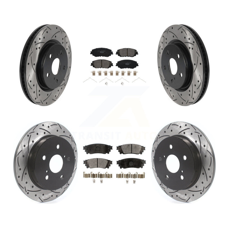Front Rear Coated Drilled Slotted Disc Brake Rotors And Ceramic Pads Kit For Toyota Camry RAV4 Lexus ES350 Avalon ES300h UX250h UX200 C-HR ES250 Venza KDT-100744