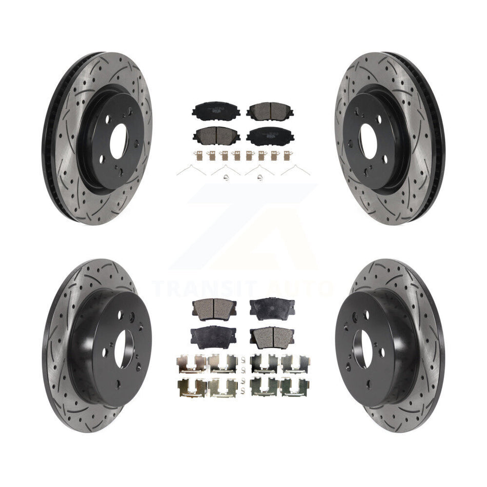 Front Rear Coated Drilled Slotted Disc Brake Rotors And Ceramic Pads Kit For Toyota Camry KDT-100745