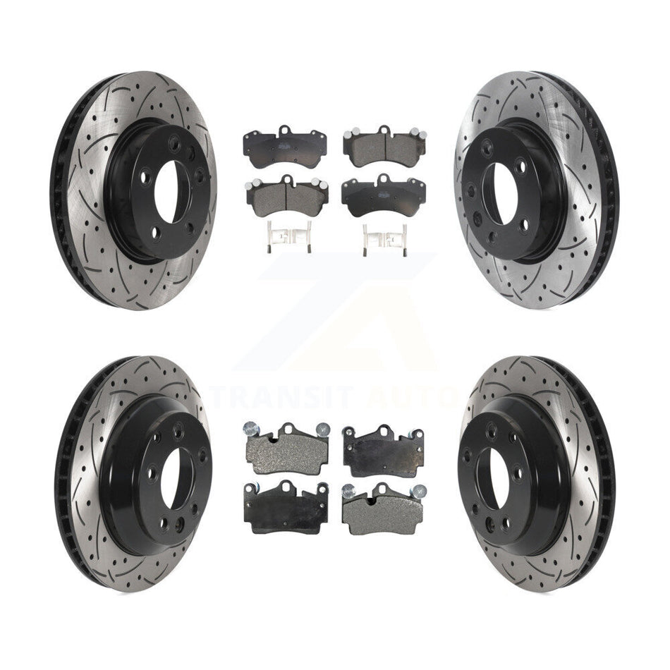 Front Rear Disc Brake Rotors And Ceramic Pads Kit (6Pc) For Porsche Cayenne Volkswagen Touareg With 330mm Diameter Rotor KDT-100749