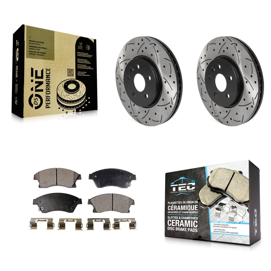 Front Coated Drilled Slotted Disc Brake Rotors And Ceramic Pads Kit For Chevrolet Buick Encore Trax Sonic KDT-100758