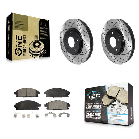 Front Coated Drilled Slotted Disc Brake Rotors Ceramic Pad Kit For 2004-2009 Nissan Quest KDT-100775