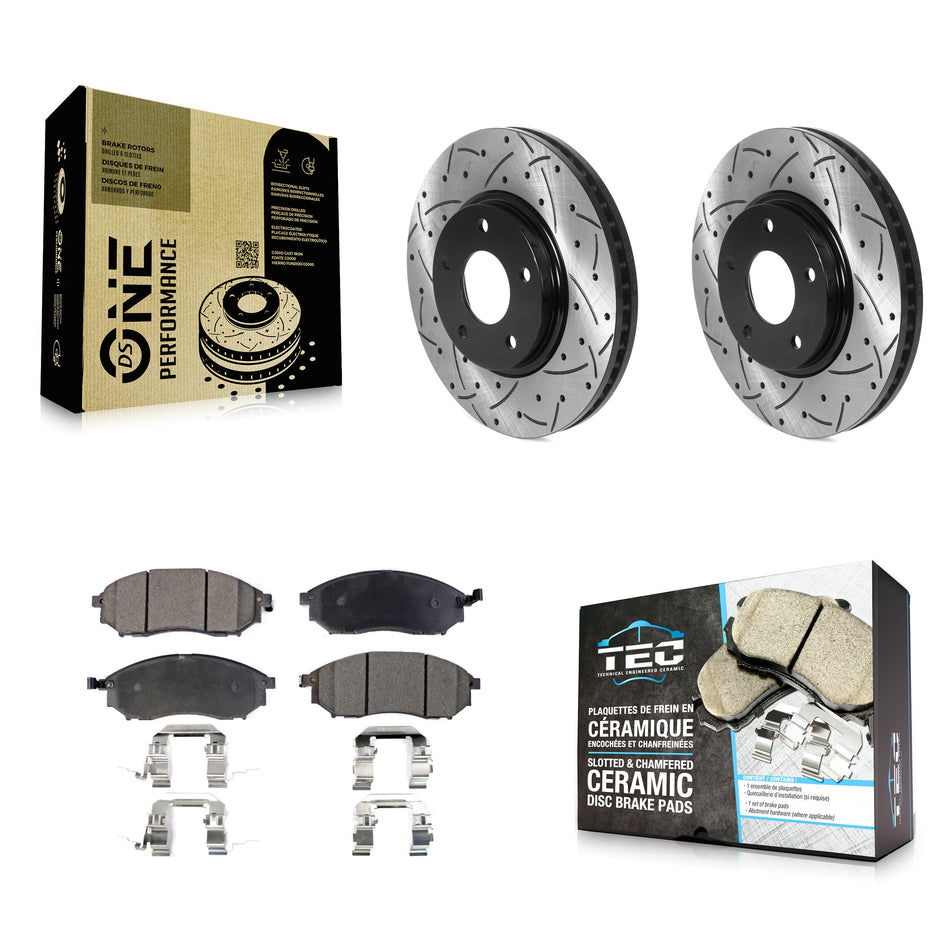 Front Coated Drilled Slotted Disc Brake Rotors And Ceramic Pads Kit For Infiniti Q45 M45 INFINITI KDT-100776