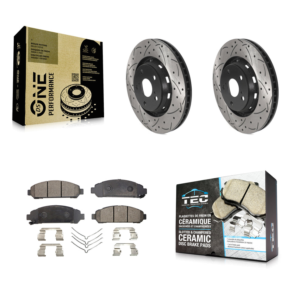 Front Coated Drilled Slotted Disc Brake Rotors And Ceramic Pads Kit For 2009-2016 Toyota Venza KDT-100789