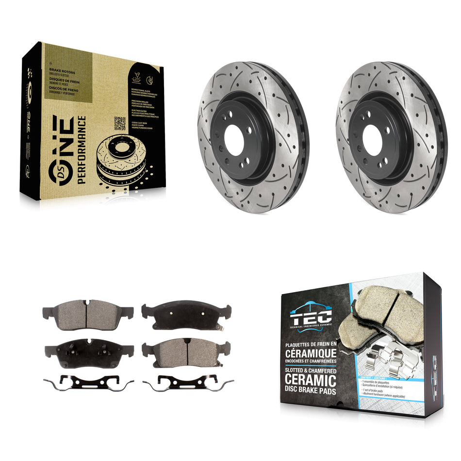 Front Coated Drilled Slotted Disc Brake Rotors And Ceramic Pads Kit For Mercedes-Benz ML350 GLE350 ML250 GLE300d KDT-100802