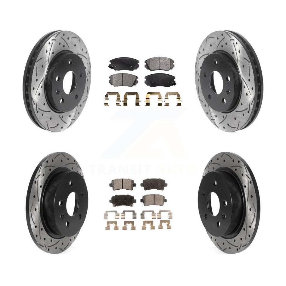 Front Rear Coated Drilled Slotted Disc Brake Rotors And Ceramic Pads Kit For Chevrolet Malibu Limited KDT-100809