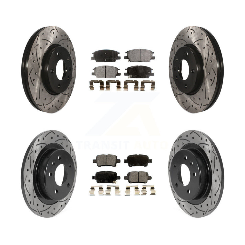 Front Rear Coated Drilled Slotted Disc Brake Rotors And Ceramic Pads Kit For Chevrolet Equinox Malibu GMC Terrain Buick LaCrosse KDT-100811