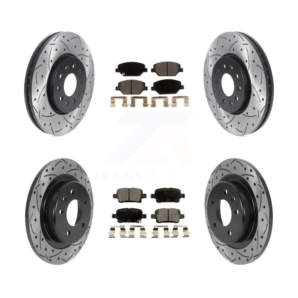 Front Rear Coated Drilled Slotted Disc Brake Rotors And Ceramic Pads Kit For Chevrolet Equinox GMC Terrain Buick LaCrosse KDT-100815